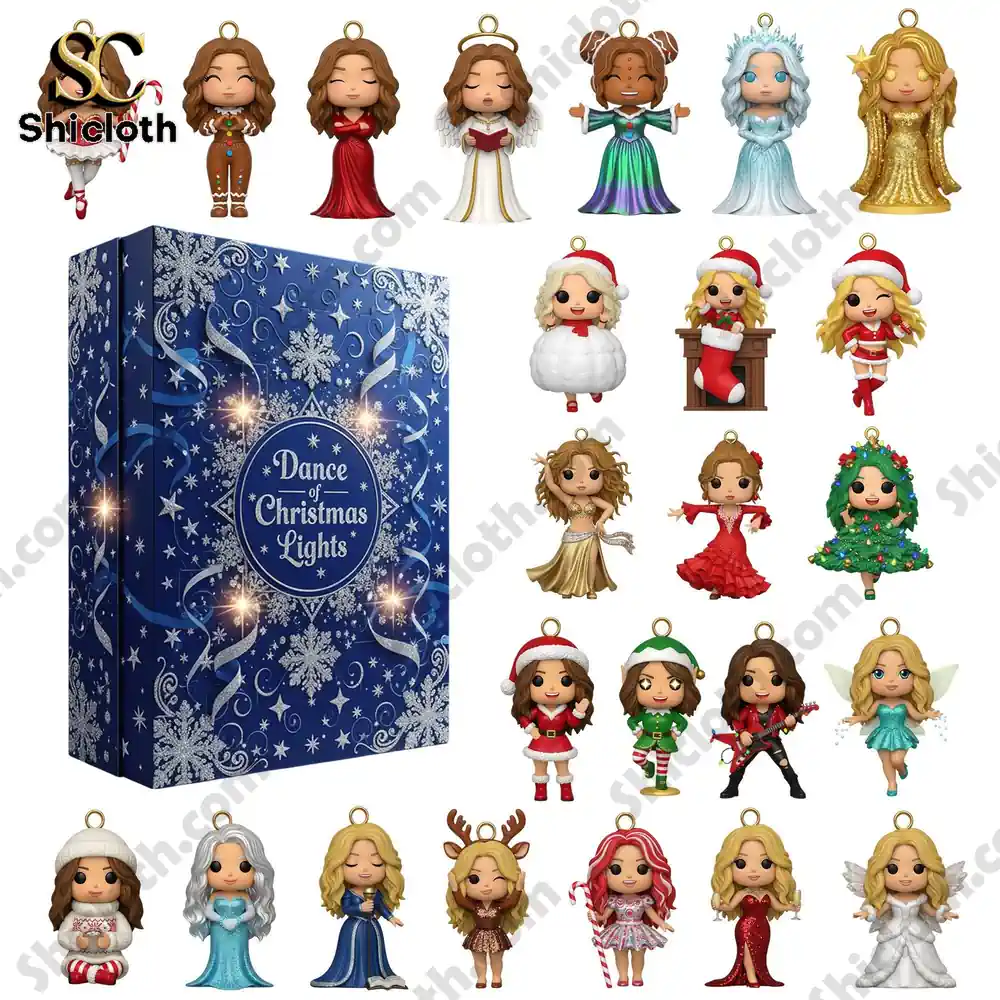 Dance Of Christmas Lights Advent Calendar 2025 box with collectible holiday figurines.