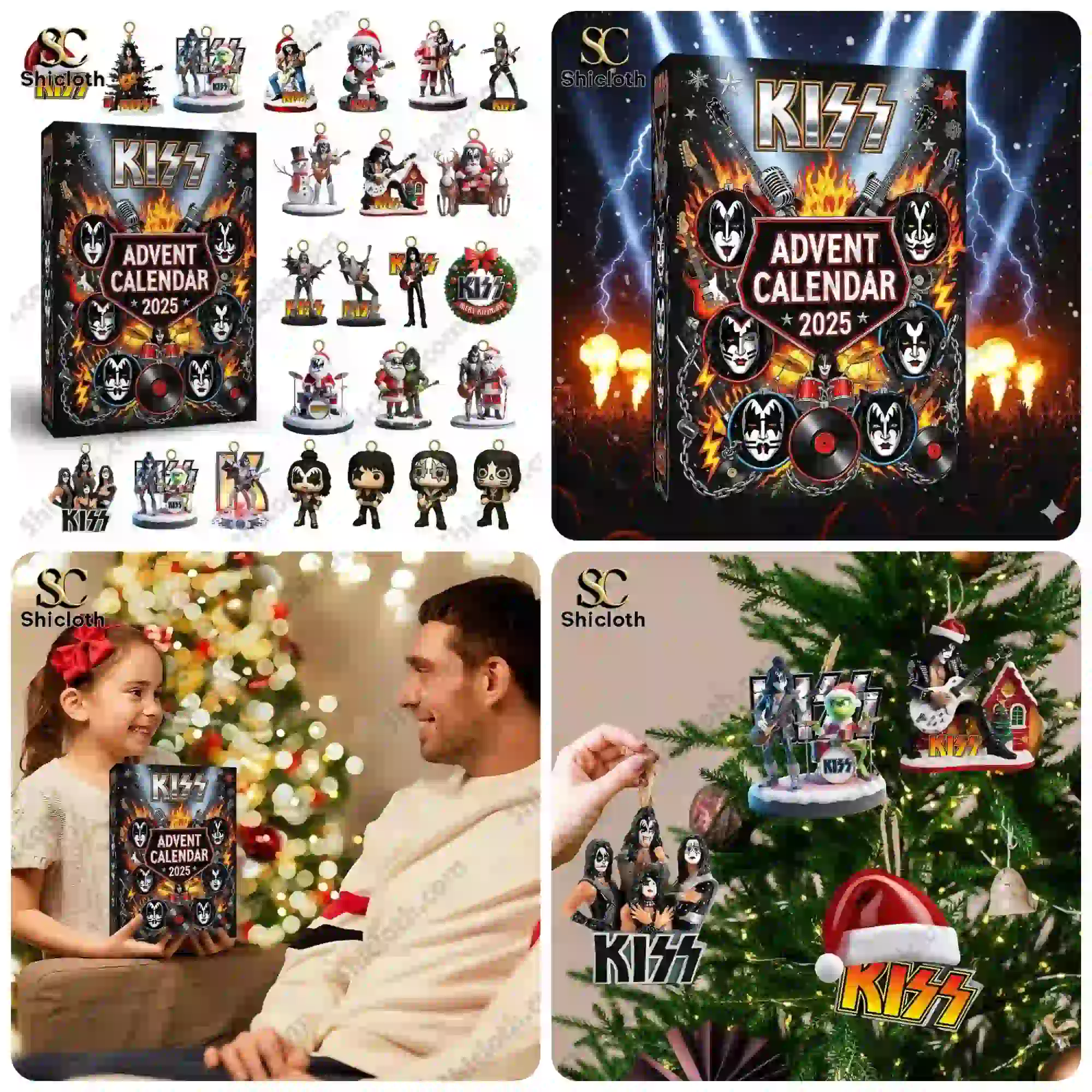 KISS Advent Calendar 2025 featuring miniature band figures and festive decorations by Shicloth!