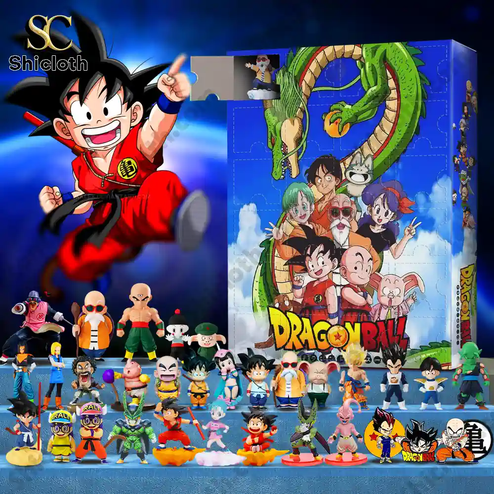 Dragon Ball 2025 Advent Calendar With Figures 24 Days of Surprises 5 A Dragon Ball Advent Calendar box opened with figures displayed in front of it.