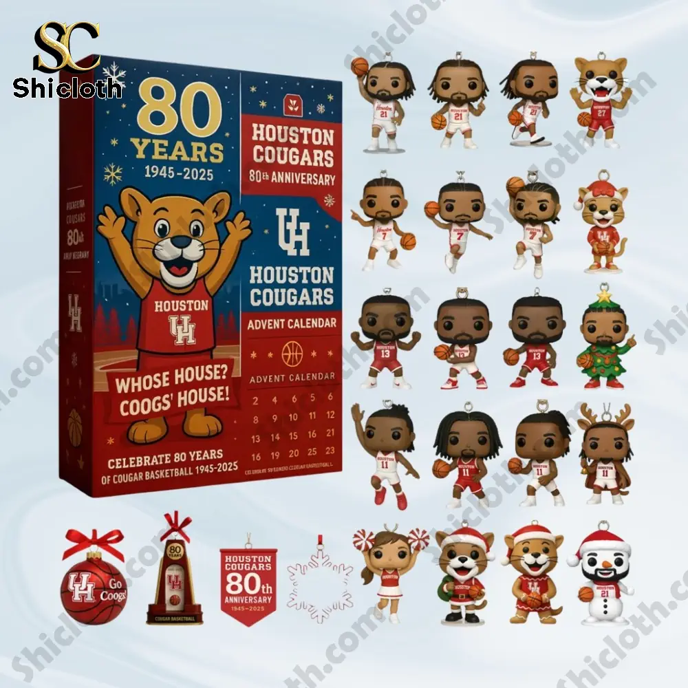 Close up of the Houston Cougars 80th Anniversary Advent Calendar box.