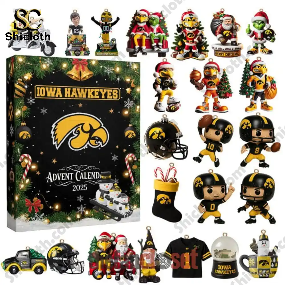 Iowa Hawkeyes Christmas 2025 Advent Calendar 3 Iowa Hawkeyes 2025 Advent Calendar with themed holiday ornaments and gifts.