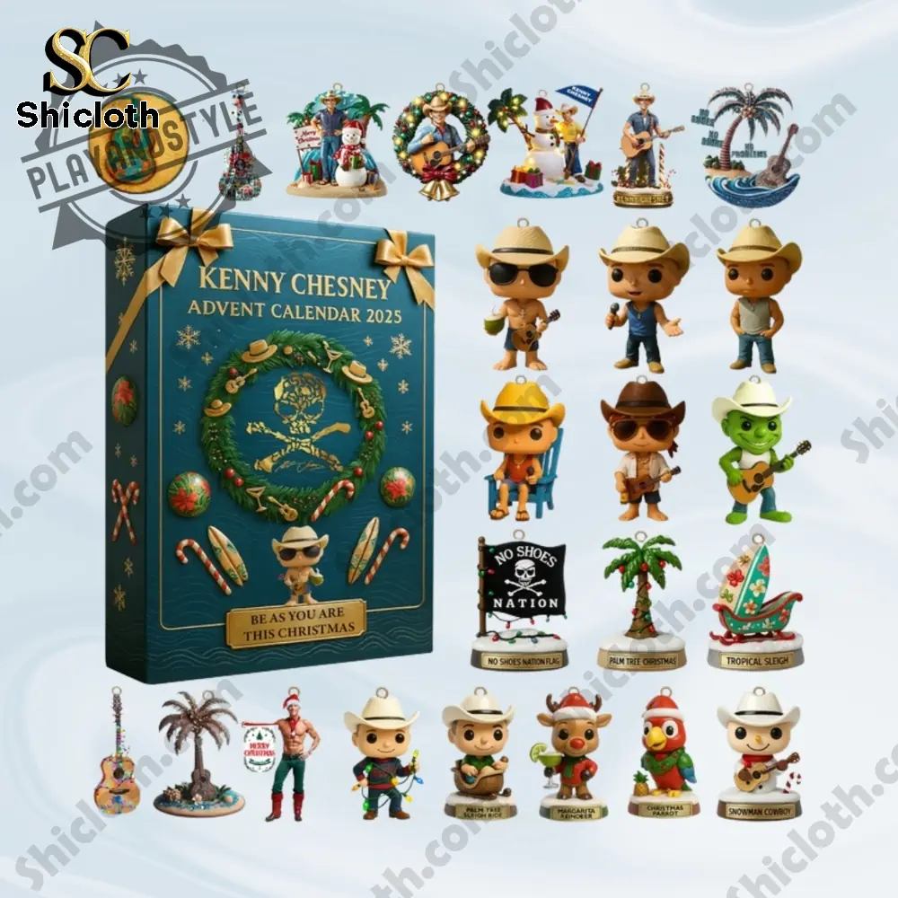 Kenny Chesney Advent Calendar 2025 box with mini collectible figures and Christmas-themed decorations!