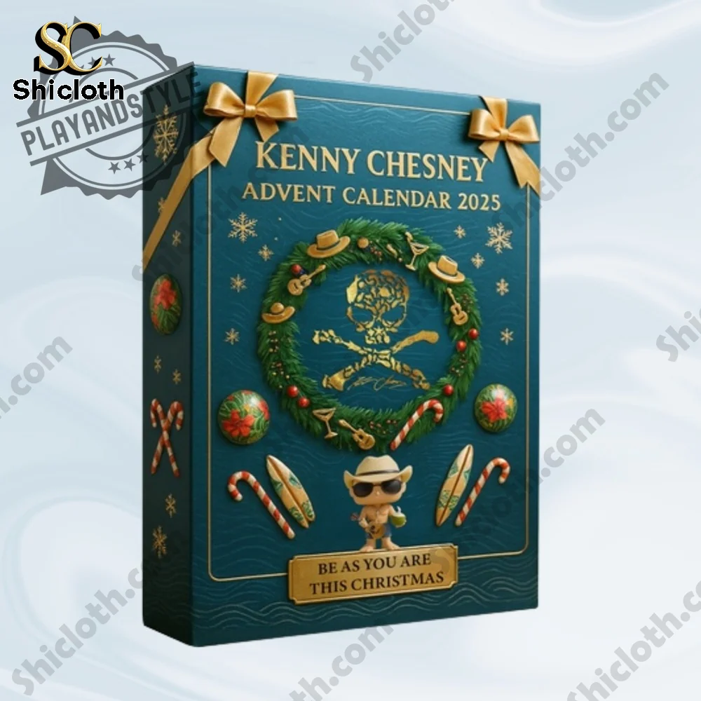 Kenny Chesney Anniversary Advent Calendar 3 Close-up of the Kenny Chesney Advent Calendar 2025 box with holiday design and festive details!