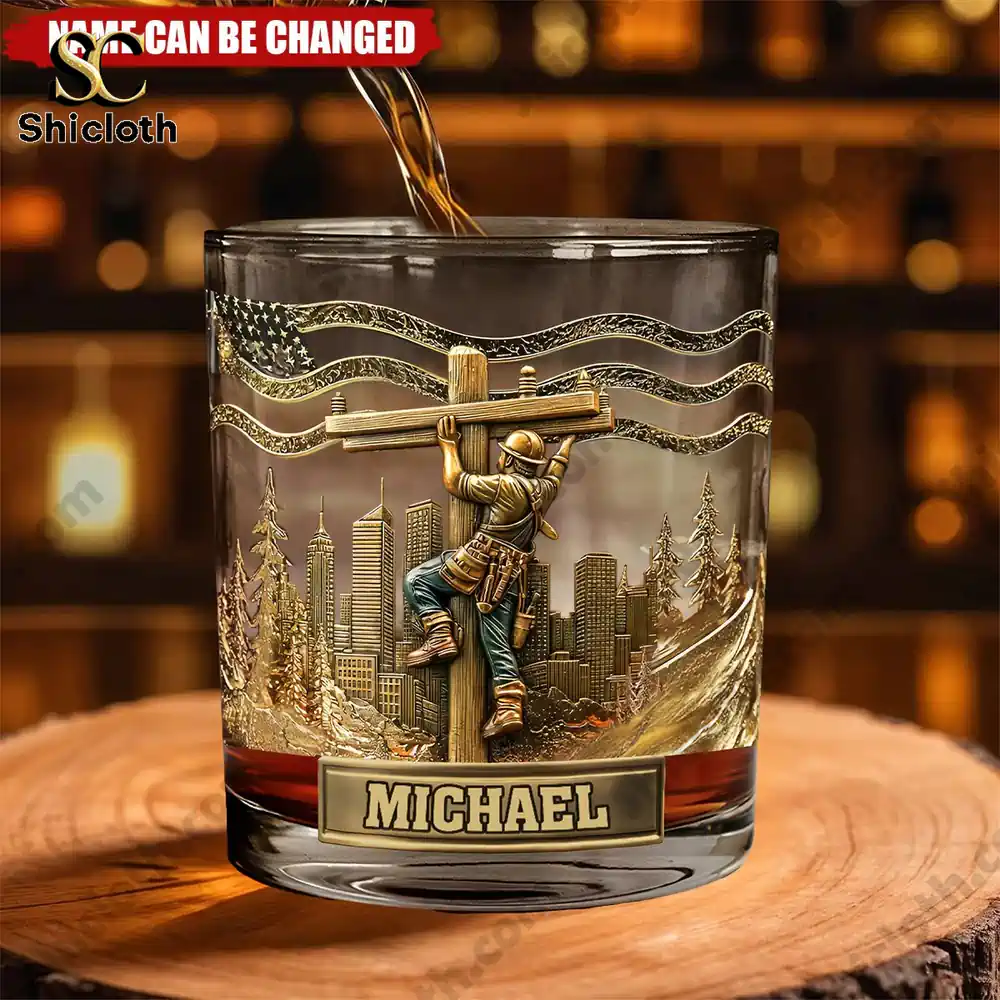 Lineman Legacy Glass Personalized Whiskey Glass