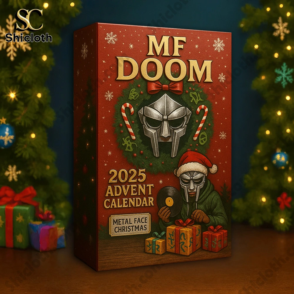 MF Doom Advent Calendar 2025 3 MF Doom 2025 Advent Calendar box displayed near Christmas tree.