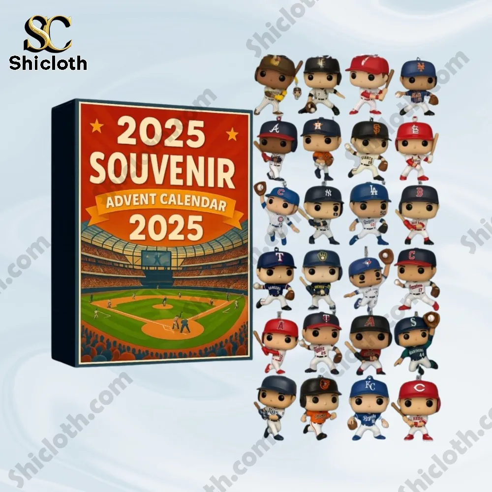A close up of the 2025 Souvenir Advent Calendar featuring a baseball stadium illustration on the cover.