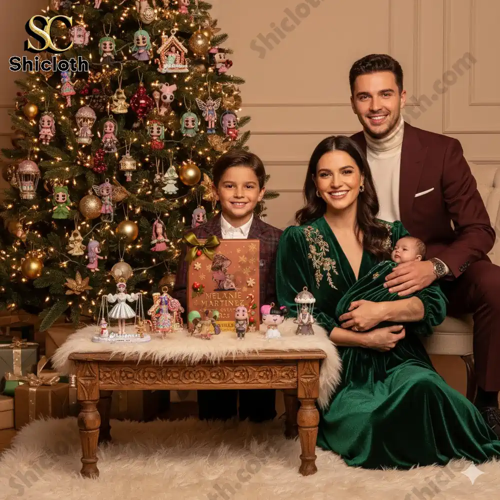 Family celebrating Christmas with Melanie Martinez Portals Advent Calendar 2025 by Shicloth.