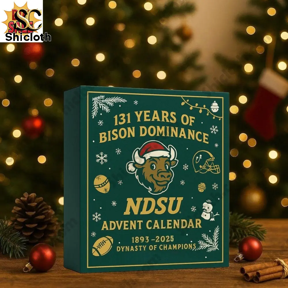 NDSU Advent Calendar celebrating 131 years of Bison dominance with festive Christmas decorations!