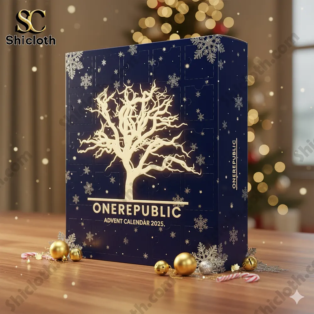 OneRepublic Advent Calendar 2025 3 Child holding OneRepublic advent calendar while smiling at an adult. yaml