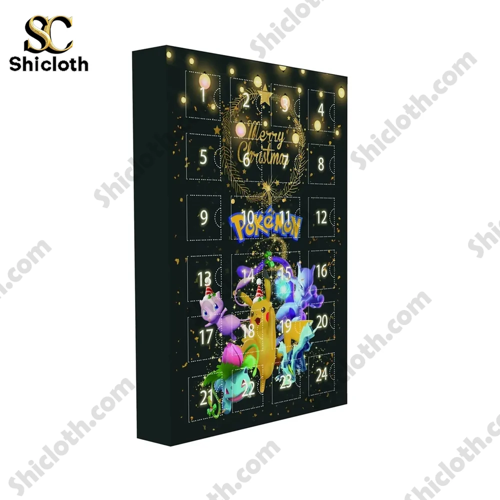Special Pokemon Advent Calendar 2025 5 Angled view of Pokémon advent calendar with glowing festive design.