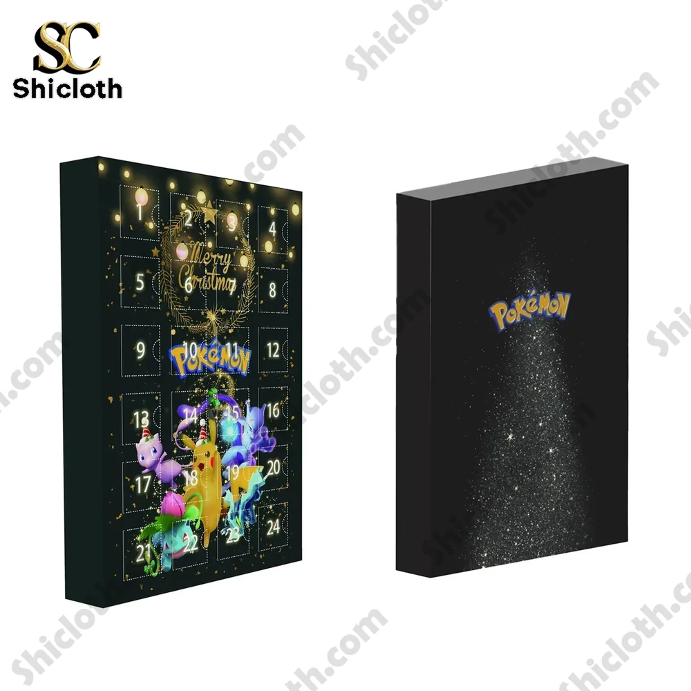 Special Pokemon Advent Calendar 2025 6 Front and back views of Pokémon advent calendar with festive artwork and logo.