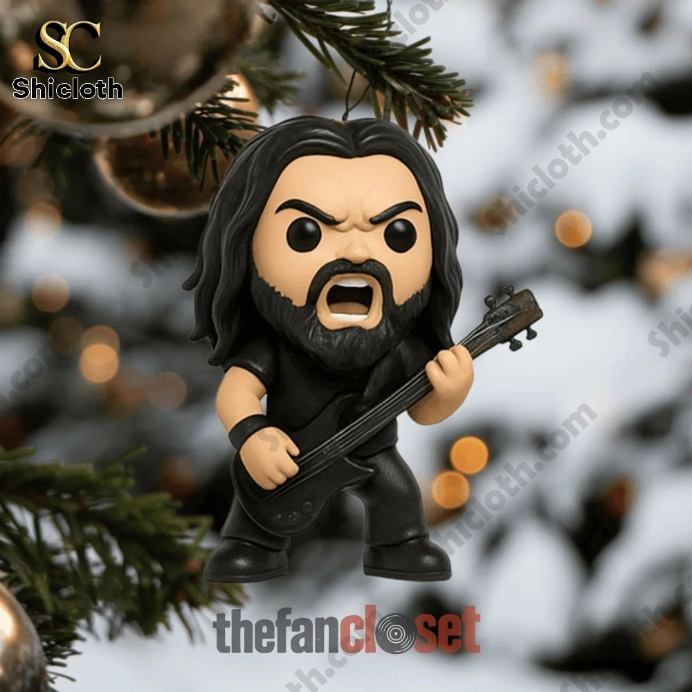 Slayer Metal Band South Of Heaven Christmas Advent Calendar 2025 5 Slayer character ornament from Shicloth Advent Calendar 2025 hanging on Christmas tree.