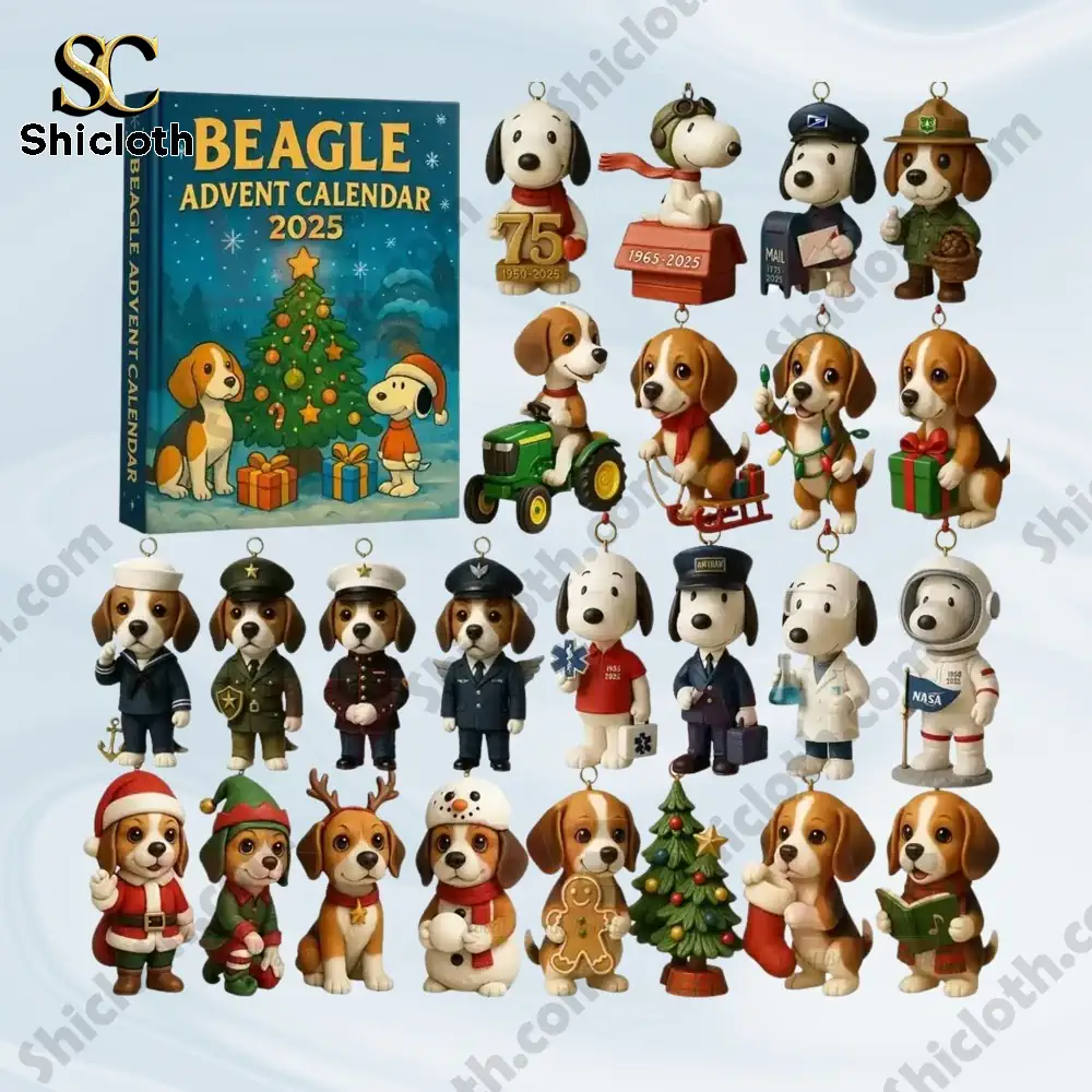 Beagle Advent Calendar 2025 box with a collection of festive Beagle figurines in various outfits!