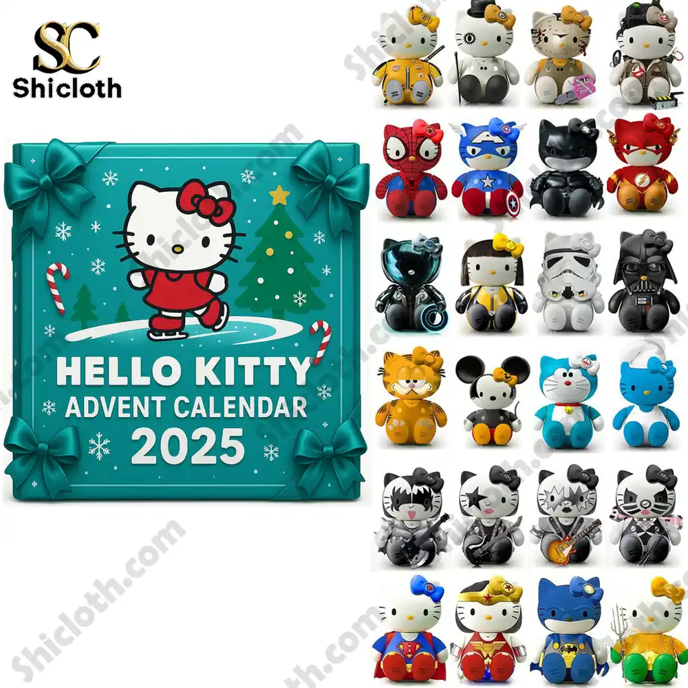 Hello Kitty Advent Calendar 2025 box with a full set of themed collectible Hello Kitty figures in various costumes!
