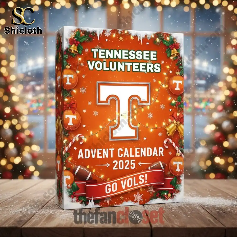 Tennessee Volunteers Advent Calendar 2025 box on a festive table.