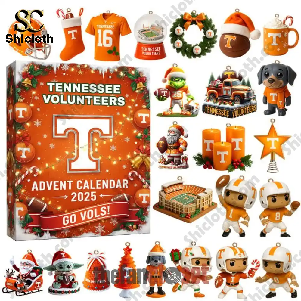 Tennessee Volunteers Go Vols Christmas 2025 Advent Calendar 4 Tennessee Volunteers Advent Calendar 2025 with themed ornaments.