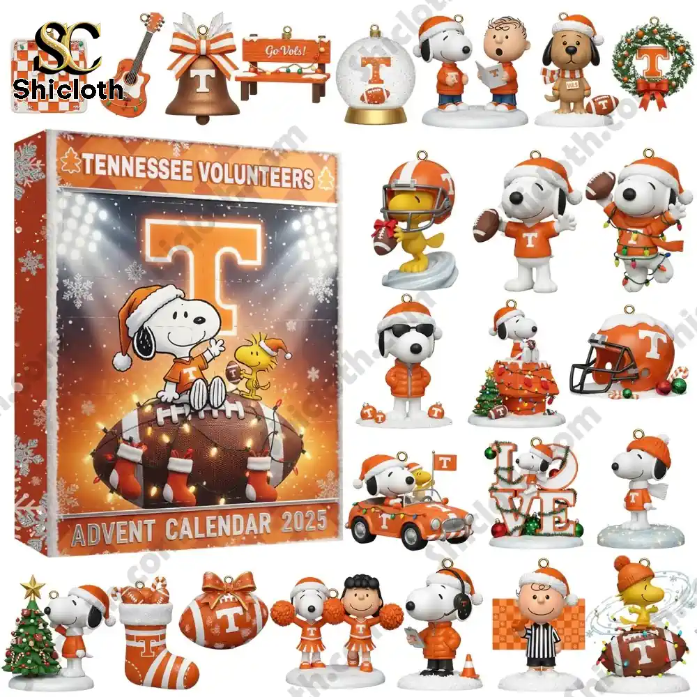 Tennessee Volunteers Snoopy Advent Calendar 2025 3 Tennessee Volunteers themed advent calendar 2025 featuring Snoopy and Peanuts characters in team colors!