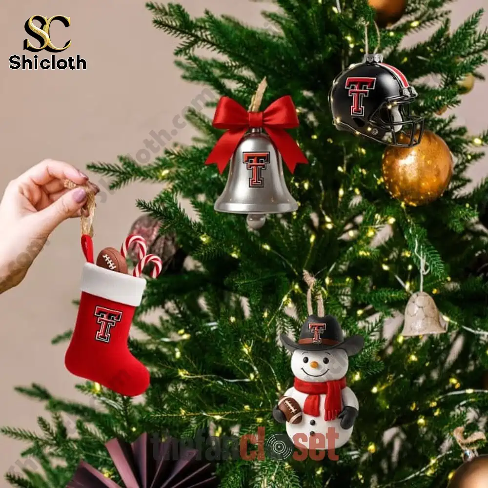 Texas Tech Red Raiders Christmas 2025 Advent Calendar 4 Christmas tree decorated with Texas Tech Red Raiders ornaments from Advent Calendar 2025!
