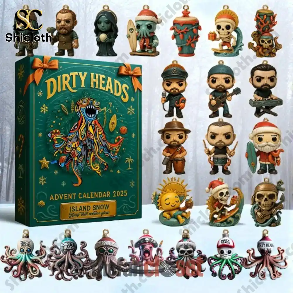Dirty Heads Advent Calendar 2025 box with collectible figures and ornaments.