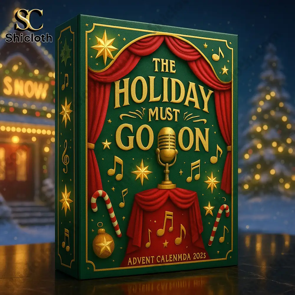 The Holiday Must Go On Muppets Advent Calendar 2025 3 Close up of The Holiday Must Go On Advent Calendar 2025 box with festive stage design by Shicloth!