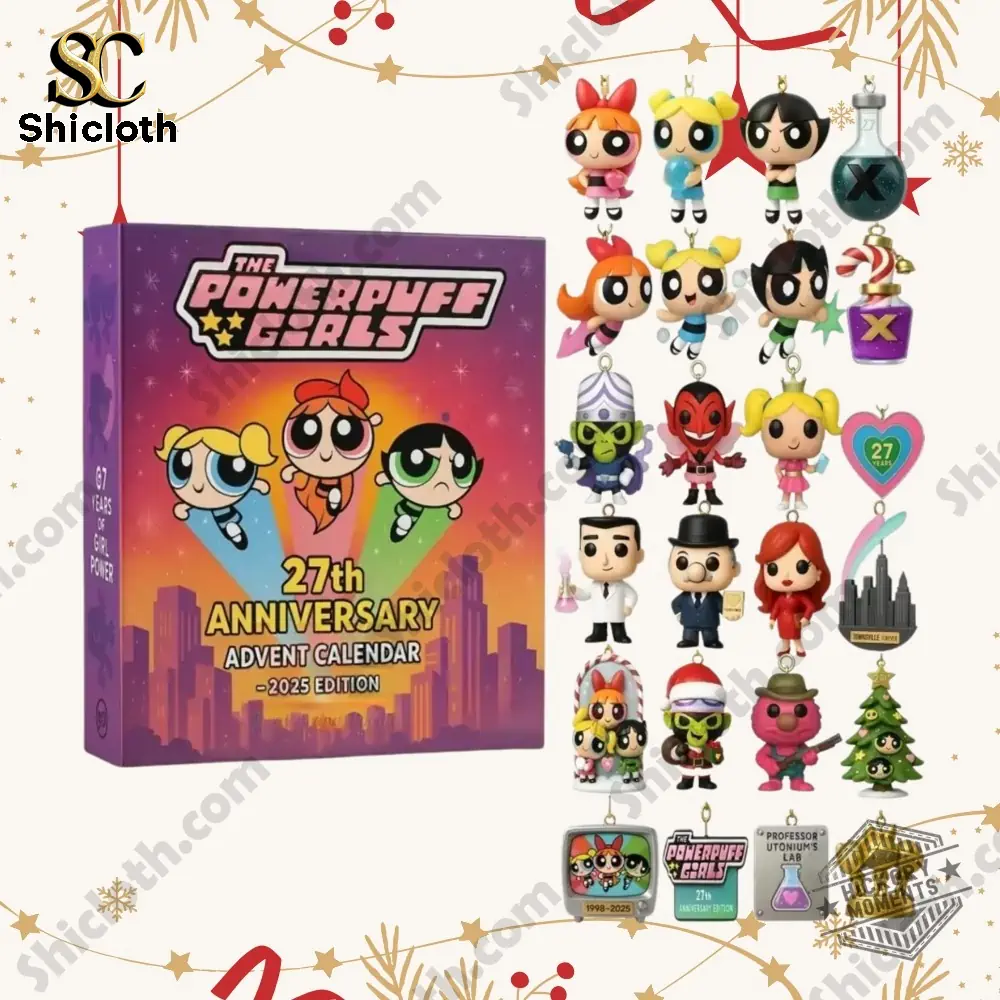 The Powerpuff Girls 27th Anniversary Advent Calendar 2025 Edition box with collectible mini figures and accessories displayed!