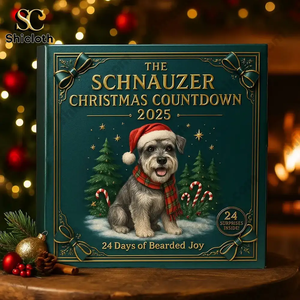 The Schnauzer Christmas Advenrt Calendar 2025 3 The Schnauzer Christmas Countdown 2025 box displayed by the fireplace in a cozy holiday setting!