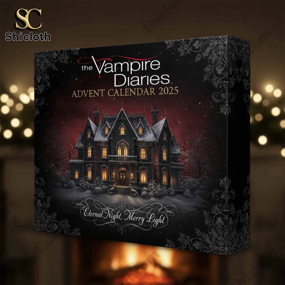 Close up of The Vampire Diaries Advent Calendar 2025 box with a gothic mansion design!