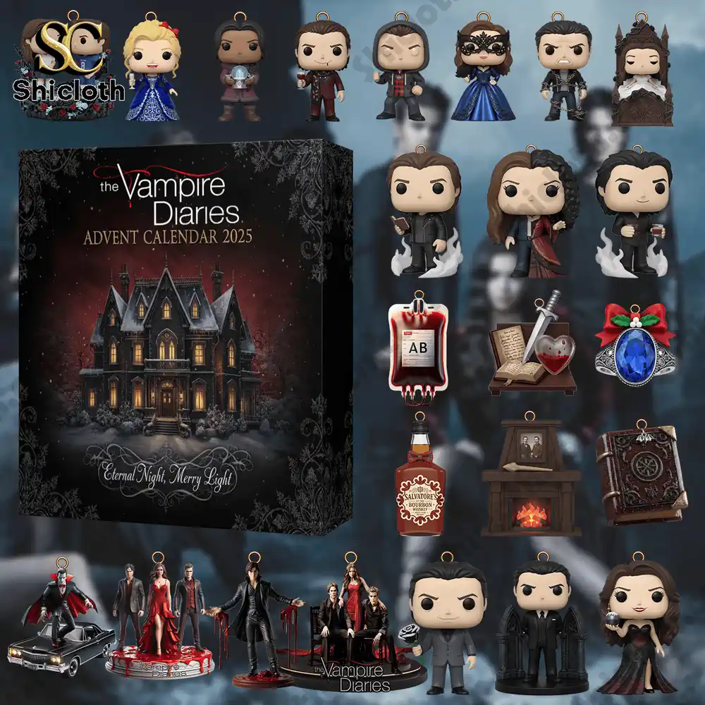 The Vampire Diaries Advent Calendar 2025 3 Full display of The Vampire Diaries Advent Calendar 2025 collectibles including figures and ornaments!