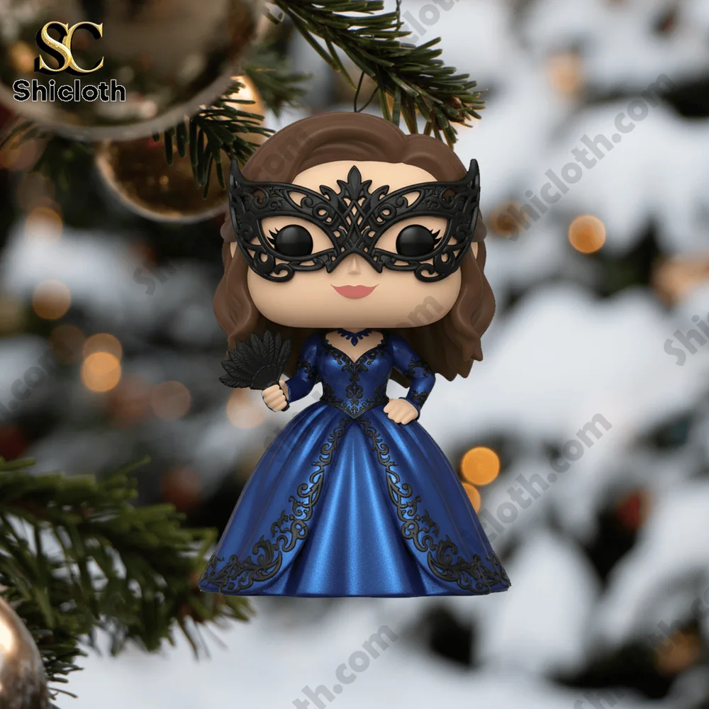 The Vampire Diaries Advent Calendar 2025 4 Ornament of a masked character in a blue dress from The Vampire Diaries Advent Calendar 2025!