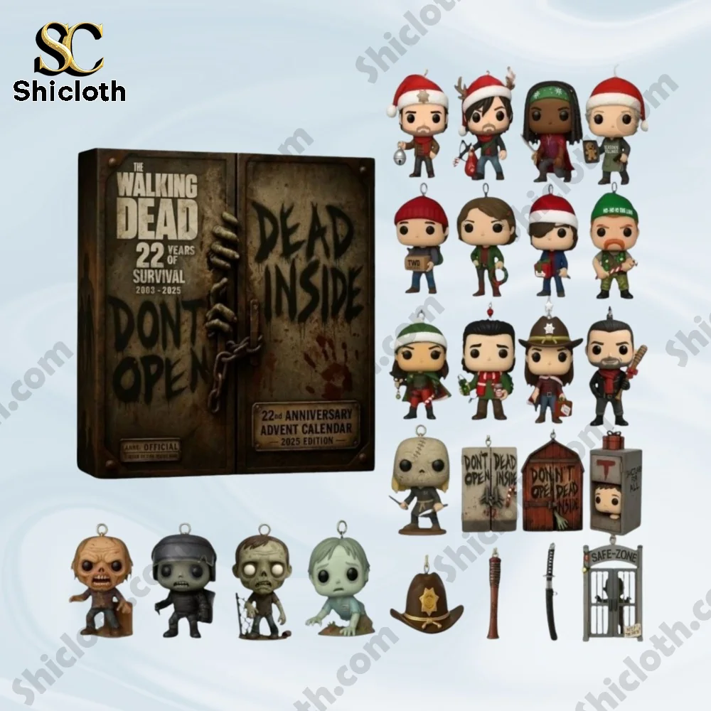 The Walking Dead 22 Years Of Survival 2025 Advent Calendar 3 The Walking Dead 22 Years Of Survival advent calendar set with multiple collectible character figurines and props.