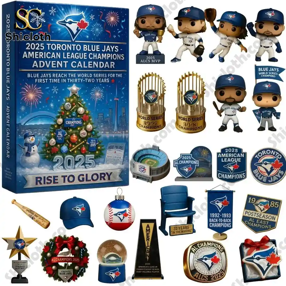 Toronto Blue Jays Mini Hoodie Gear Shift Cover 7 The Toronto Blue Jays 2025 Advent Calendar with 24 collectible baseball themed figures and ornaments celebrating the teams championship.