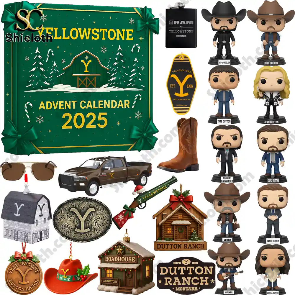 Yellowstone Advent Calendar 2025 3 A collection of miniature Yellowstone themed figures and ornaments from the 2025 advent calendar set!