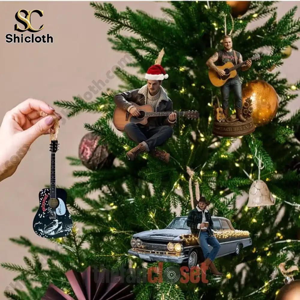 Zach Bryan Songs Soul Christmas Edition Advent Calendar 2025 4 Christmas tree decorated with Songs Soul figurines and ornaments.