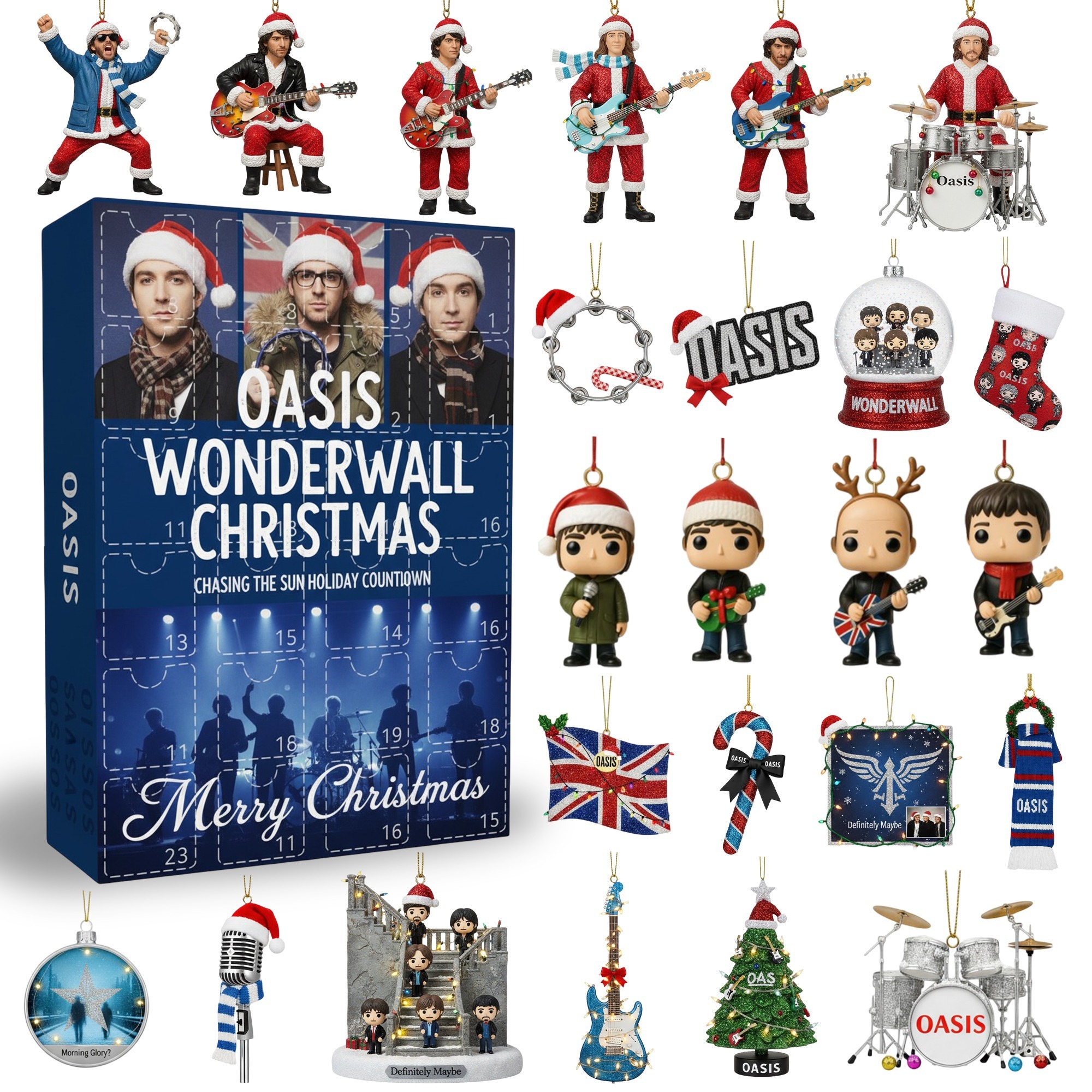Oasis Wonderwall Christmas Advent Calendar 2025 collection with ornaments and mini figures.