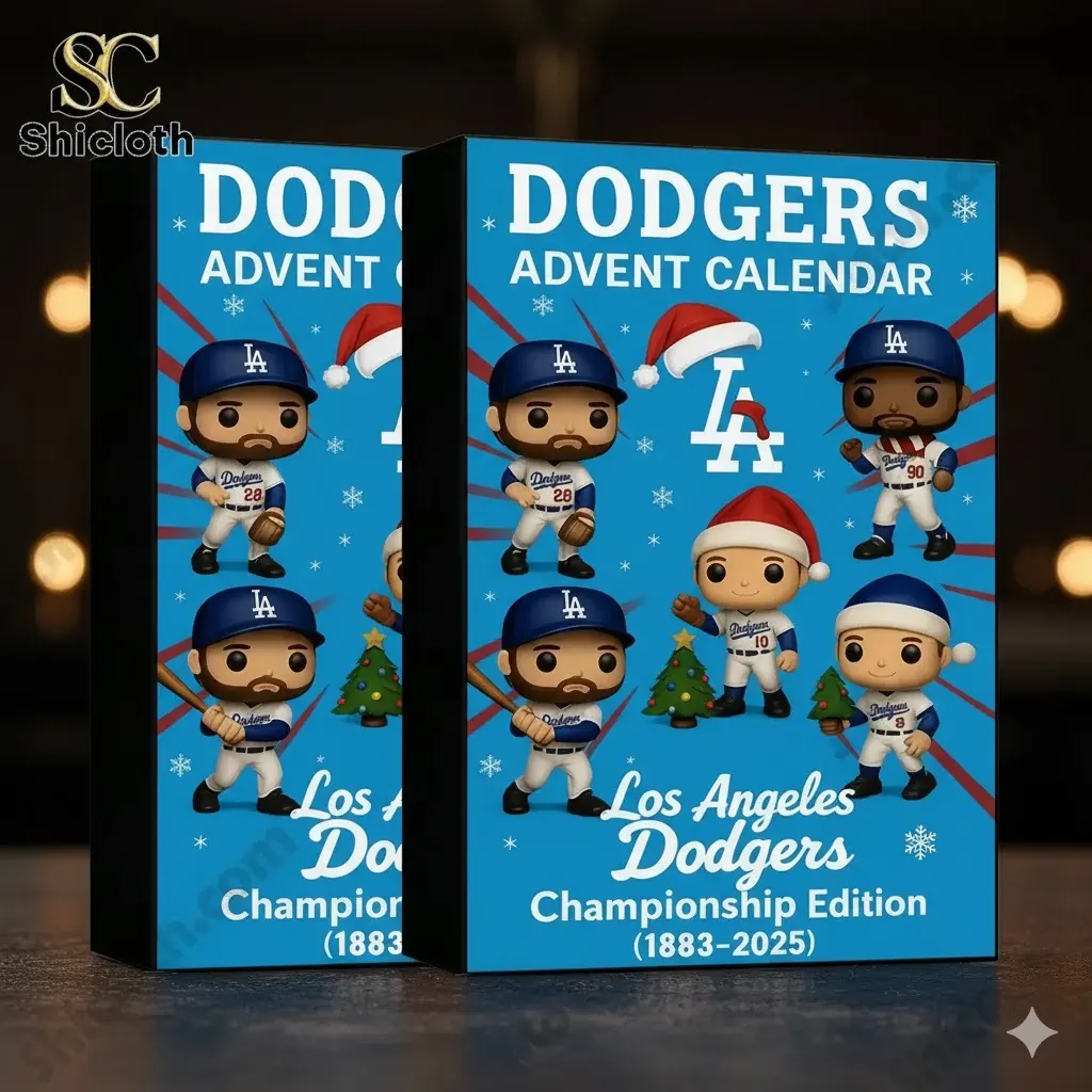 Two Los Angeles Dodgers Advent Calendar boxes displayed side by side on a table.