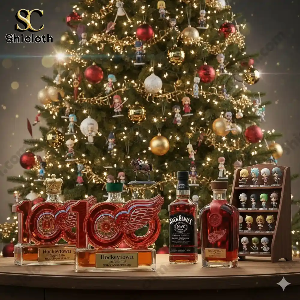 Detroit Red Wings 100th Anniversary Limited Edition Christmas Whiskey Bottle