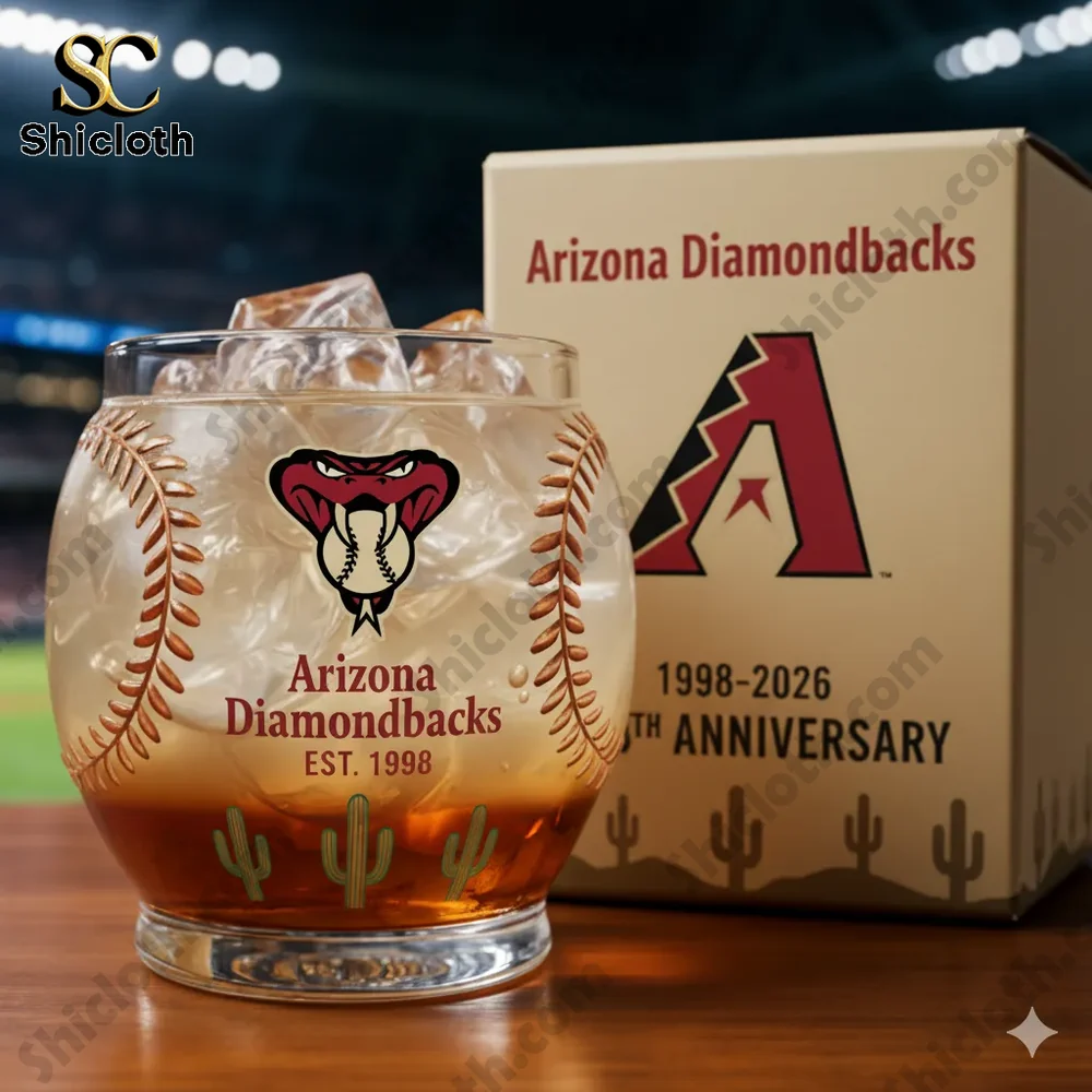 Arizona Diamondbacks 28th Anniversary Baseball Christmas Whiskey Glass