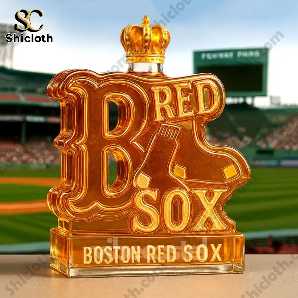 A single Boston Red Sox logo bottle with a gold crown cap standing at the ballpark!