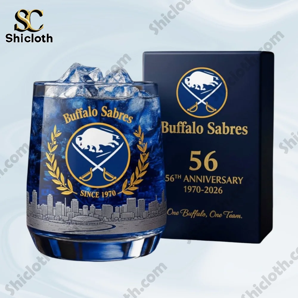 Buffalo Sabres 56Th Anniversary Christmas Whiskey Glass