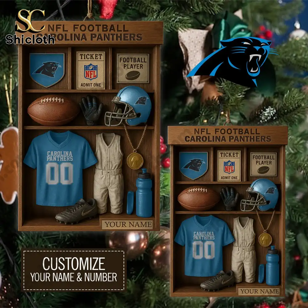 Two customizable Carolina Panthers ornament display boxes.