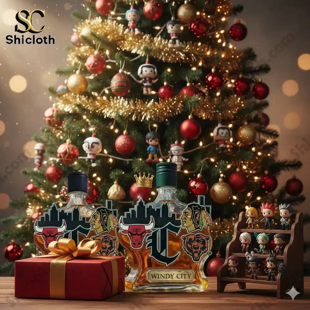 Chicago Sports Toast To Windy City Sporting Legacy Christmas Whiskey Bottle