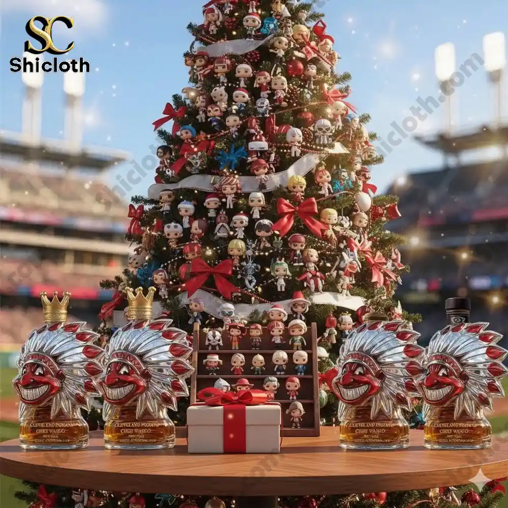 Cleveland Indians 124th Anniversary Christmas Whiskey Bottle
