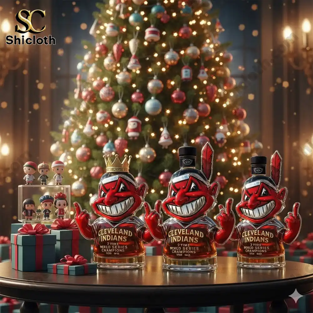 Cleveland Indians Chief Wahoo Limited Edition Christmas Whiskey Bottle