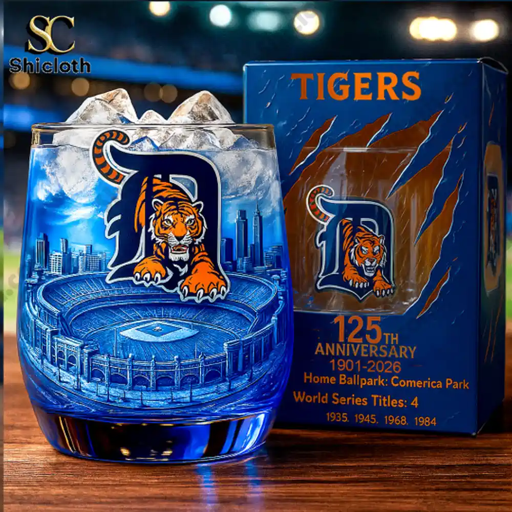 DET Tigers 125th Anniversary Christmas Whiskey Glass