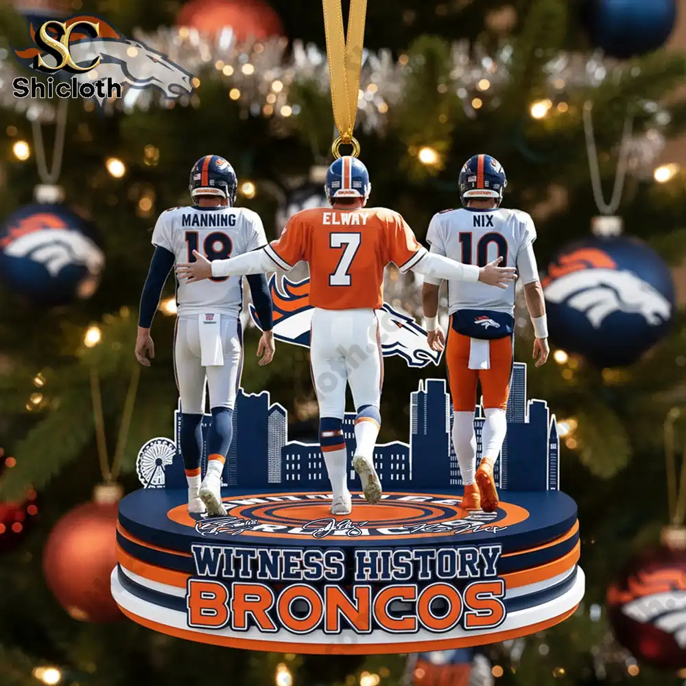 Team themed ornament showing three uniformed figures on a decorated Christmas tree!