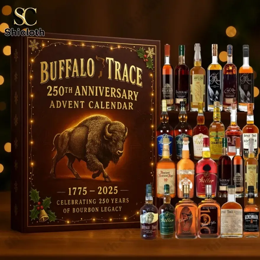 Buffalo Trace 250th Anniversary Advent Calendar 4 Buffalo Trace 250th Anniversary Advent Calendar with premium bourbon bottles.