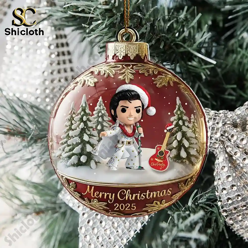 Elvis Presley Merry Christmas Acrylic Ornament 4 Elvis Presley Merry Christmas Acrylic Ornament - Image 4