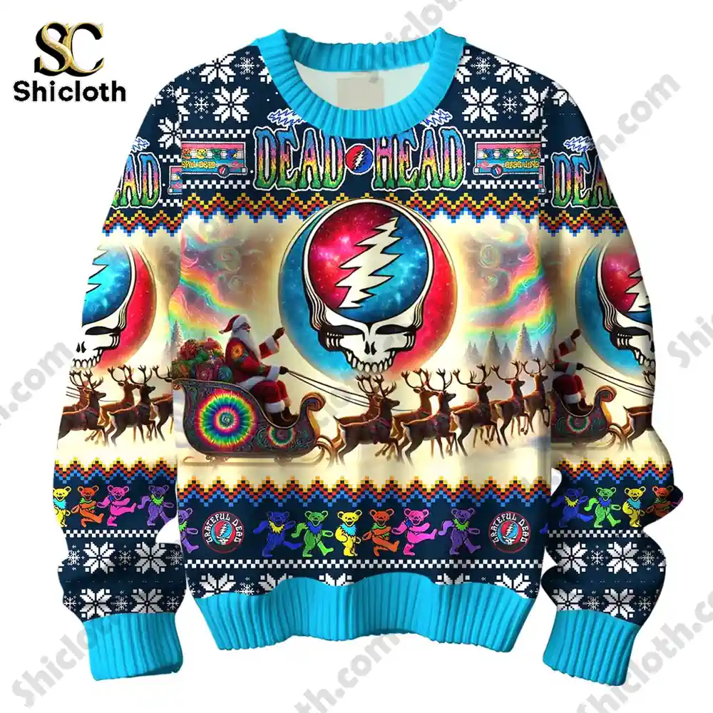 Grateful Dead Merry Christmas New Custom Ugly Sweater 7 Grateful Dead Merry Christmas New Custom Ugly Sweater - Image 7
