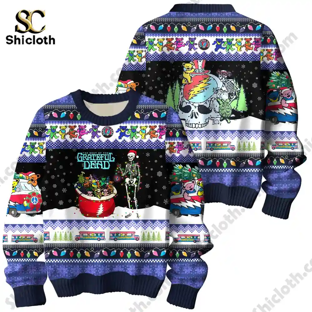 Grateful Dead Merry Christmas New Custom Ugly Sweater 9 Grateful Dead Merry Christmas New Custom Ugly Sweater - Image 9