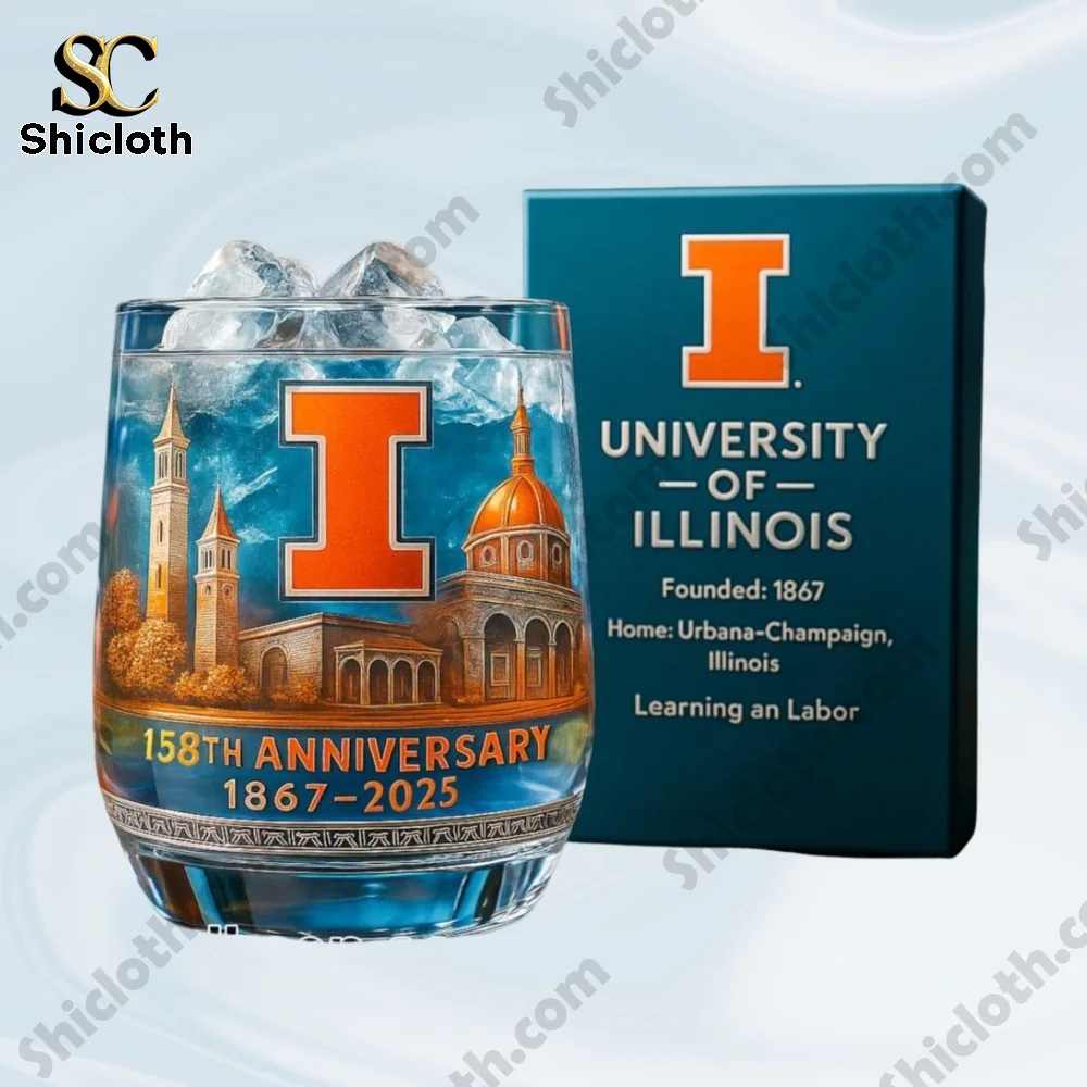 Commemorative Illinois glass with university logo and anniversary design!